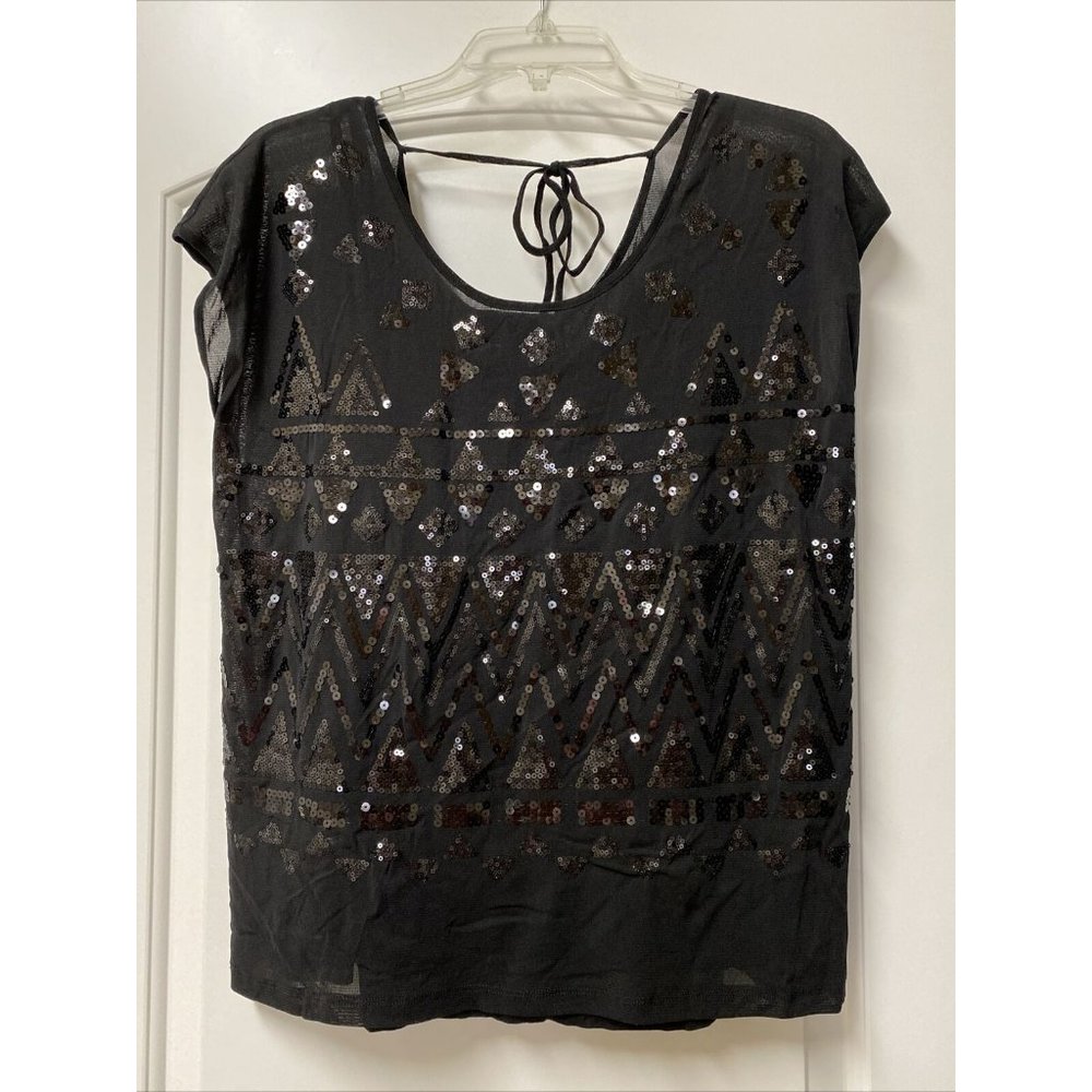 INC International Concepts Womens Black Sequin Top